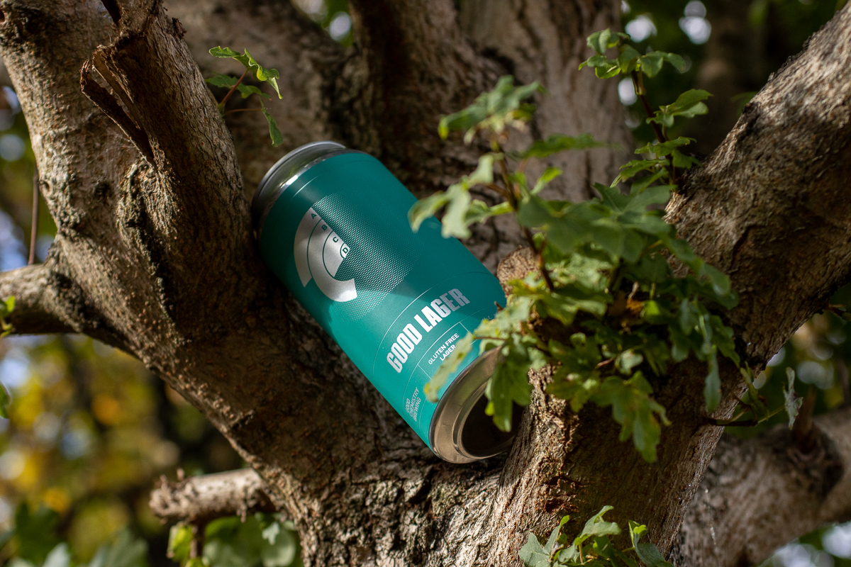 Can of Good Lager in a tree!