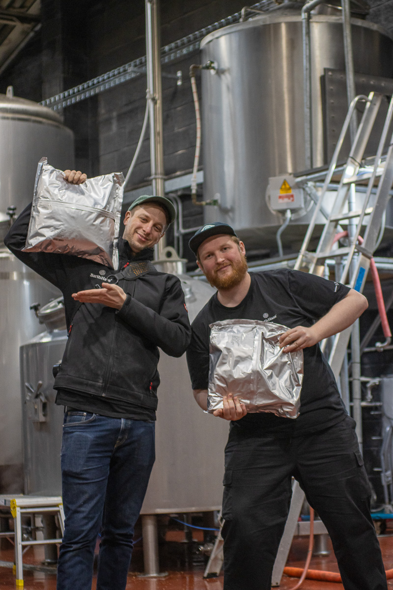 Holding the hops bags