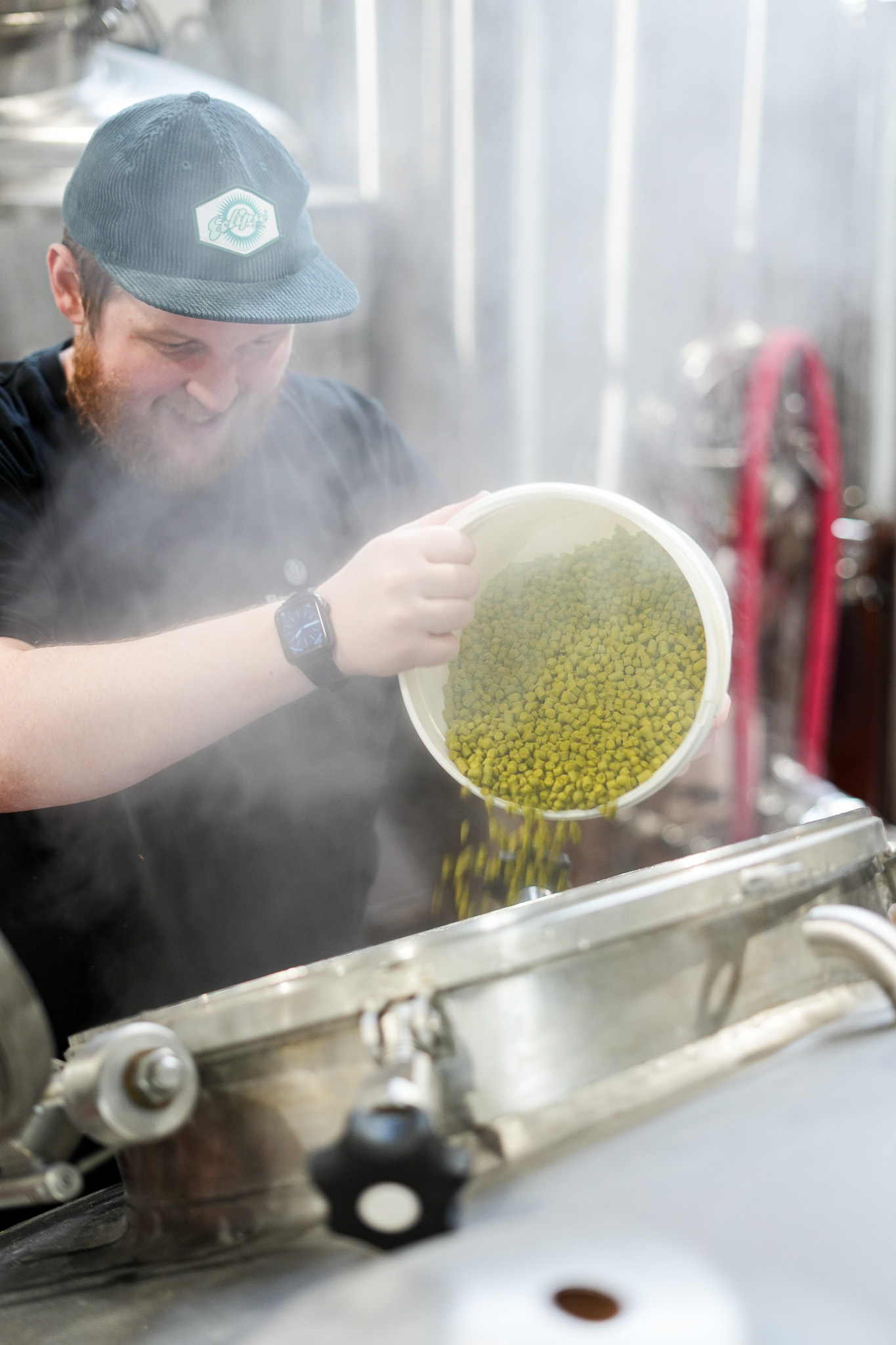 Tom BHX adding hops to the whirlpool